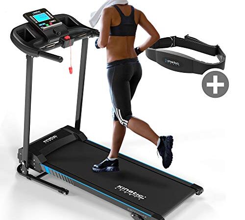 Kinetic Sports KST2900FX Laufband klappbar inkl. Pulsgurt | 750 Watt Elektromotor | Extra breite 40 cm Lauffläche | 16+1 Programme | GEH- und Lauftraining | bis 10 km/h | LCD Display | bis 120 kg