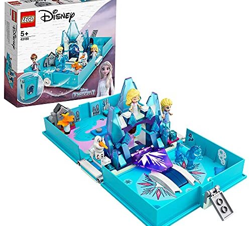 LEGO 43189 Disney Frozen 2 Elsas Märchenbuch, Reisespielzeug mit Nokk und Olaf, mit Prinzessinnen Mini-Puppen, Eiskönigin Spielzeug ab 5 Jahren