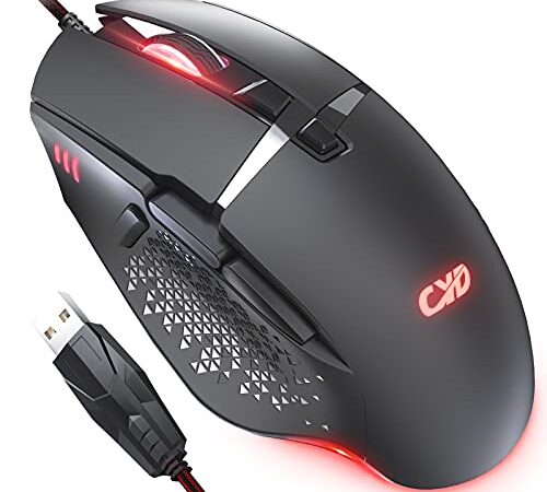 QYD Gaming Maus 7200 DPI Einstellbarer USB RGB Led Gaming Mäuse für Große Hände, 8 Programmierbare PC Maus, Ergonomische Desktop Computer Laptop PC Gamer Gaming Mouse mit 1,67m Geflochtenen Kabel